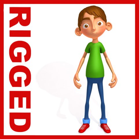 ronnie cartoon guy rigged 3D Модель .c4d .max .obj .3ds .fbx .stl .blend 