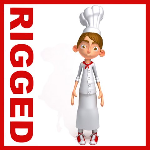 chef cartoon 02 3D Модель .c4d .max .obj .3ds .fbx .stl .blend 