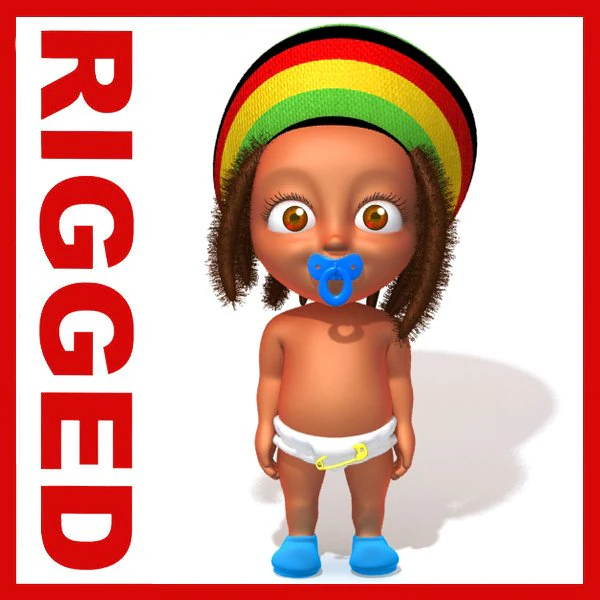 baby jake rastafarian rigged 3D Model .c4d .max .obj .3ds .fbx .stl .blend 