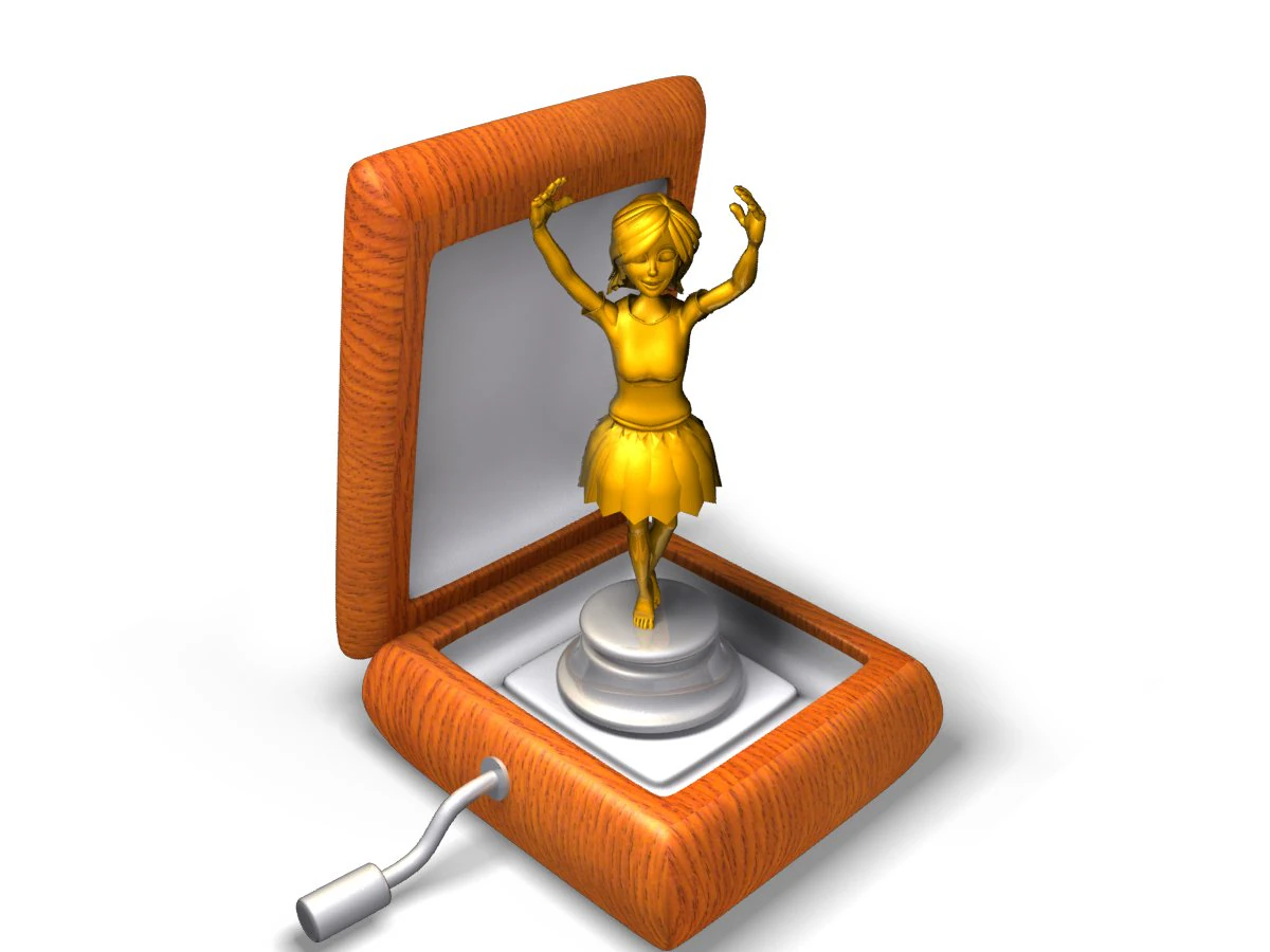 ballerina music box rigged 3D Model .c4d .max .obj .3ds .fbx .stl .blend 