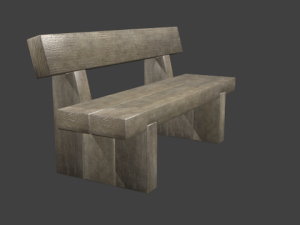 rustic wooden bench 3D 模型