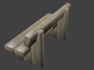rustic wooden bench 3D मॉडल