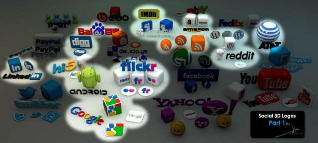 social media 3d icons and logos 1 3D Model .c4d .max .obj .3ds .fbx .stl .blend 