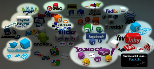 social media 3d icons and logos 2 3D-Modell .c4d .max .obj .3ds .fbx .stl .blend 