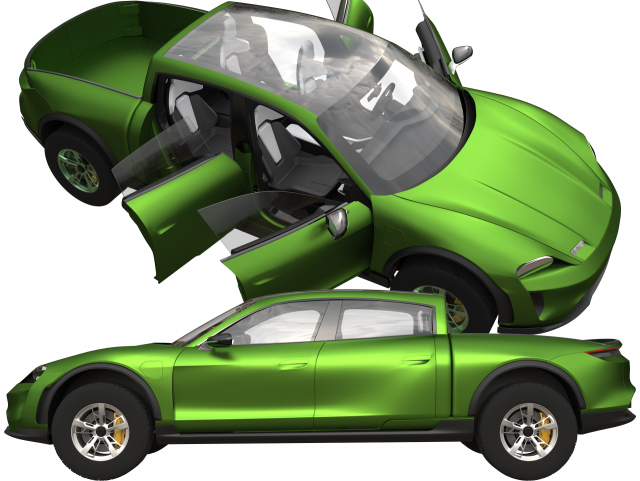 Porsche Taycan Pick-Up Truck Concept green 3Dモデル .c4d .max .obj .3ds .fbx .stl .blend 