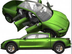 Taycan Pick-Up Truck Concept green 3D Models