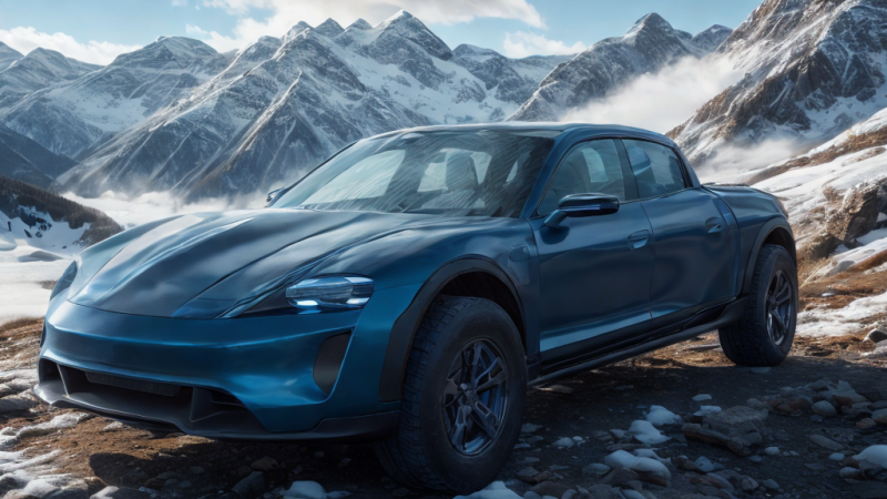 Porsche Taycan Pick-Up Truck Concept blue 3D Model .c4d .max .obj .3ds .fbx .stl .blend 