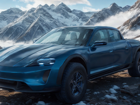 Porsche Taycan Pick-Up Truck Concept blue 3D-Modell