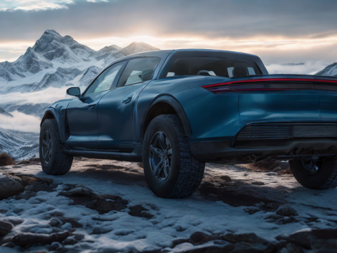 Porsche Taycan Pick-Up Truck Concept blue 3D Model