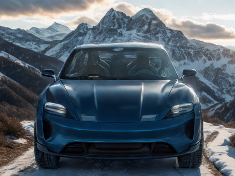 Porsche Taycan Pick-Up Truck Concept blue 3D Model