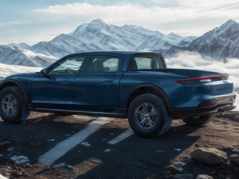 Porsche Taycan Pick-Up Truck Concept blue 3D Model