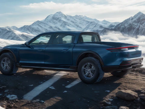 Porsche Taycan Pick-Up Truck Concept blue 3D Model