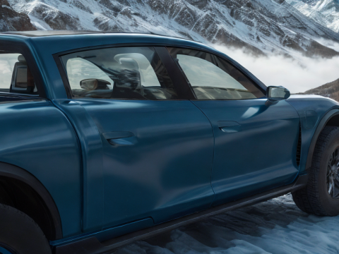 Porsche Taycan Pick-Up Truck Concept blue 3D Model