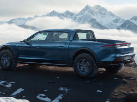 Porsche Taycan Pick-Up Truck Concept blue 3D Model