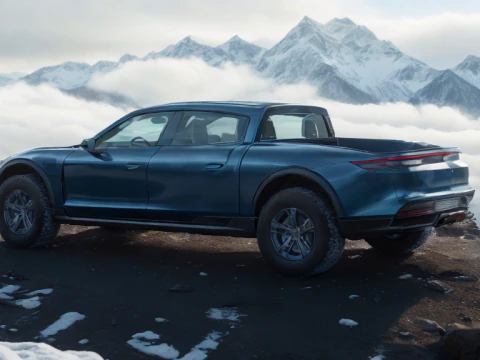 Porsche Taycan Pick-Up Truck Concept blue 3D Model