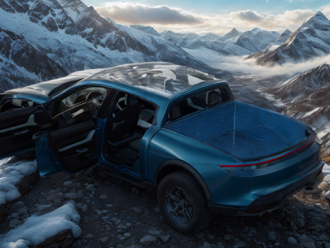 Porsche Taycan Pick-Up Truck Concept blue 3D Model