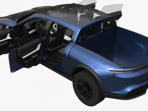 Porsche Taycan Pick-Up Truck Concept blue 3D Model