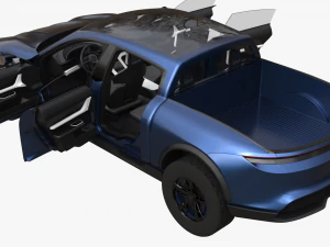 Porsche Taycan Pick-Up Truck Concept blue 3D Model