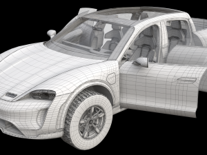 Porsche Taycan Pick-Up Truck Concept blue 3D Model