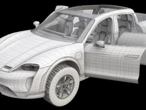 Porsche Taycan Pick-Up Truck Concept blue 3D Model