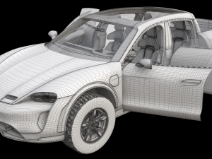Porsche Taycan Pick-Up Truck Concept blue 3D Model