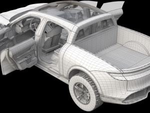 Porsche Taycan Pick-Up Truck Concept blue 3D Model