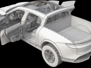 Porsche Taycan Pick-Up Truck Concept blue 3D Model