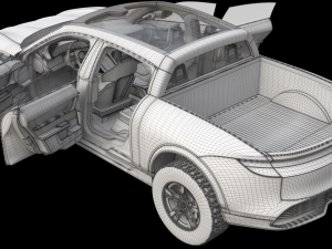 Porsche Taycan Pick-Up Truck Concept blue 3D Model
