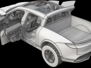 Porsche Taycan Pick-Up Truck Concept blue 3D Model