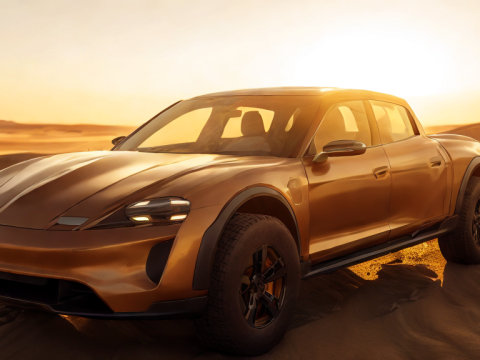 Porsche Taycan Pick-Up Truck Concept red 3D 模型