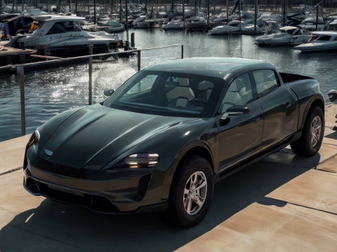 Porsche Taycan Pick-Up Truck Concept black Modelo 3D