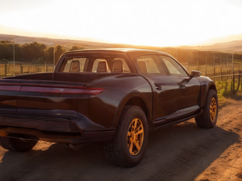 Porsche Taycan Pick-Up Truck Concept black Modelo 3D