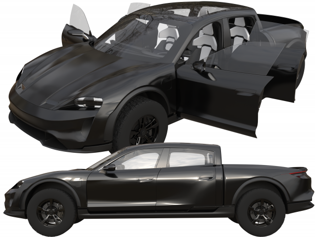 Porsche Taycan Pick-Up Truck Concept black Modelo 3D .c4d .max .obj .3ds .fbx .stl .blend 