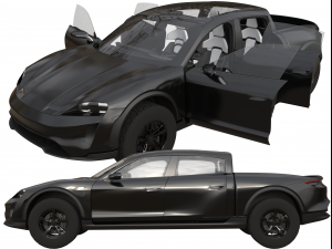 Taycan Pick-Up Truck Concept black 3D Models