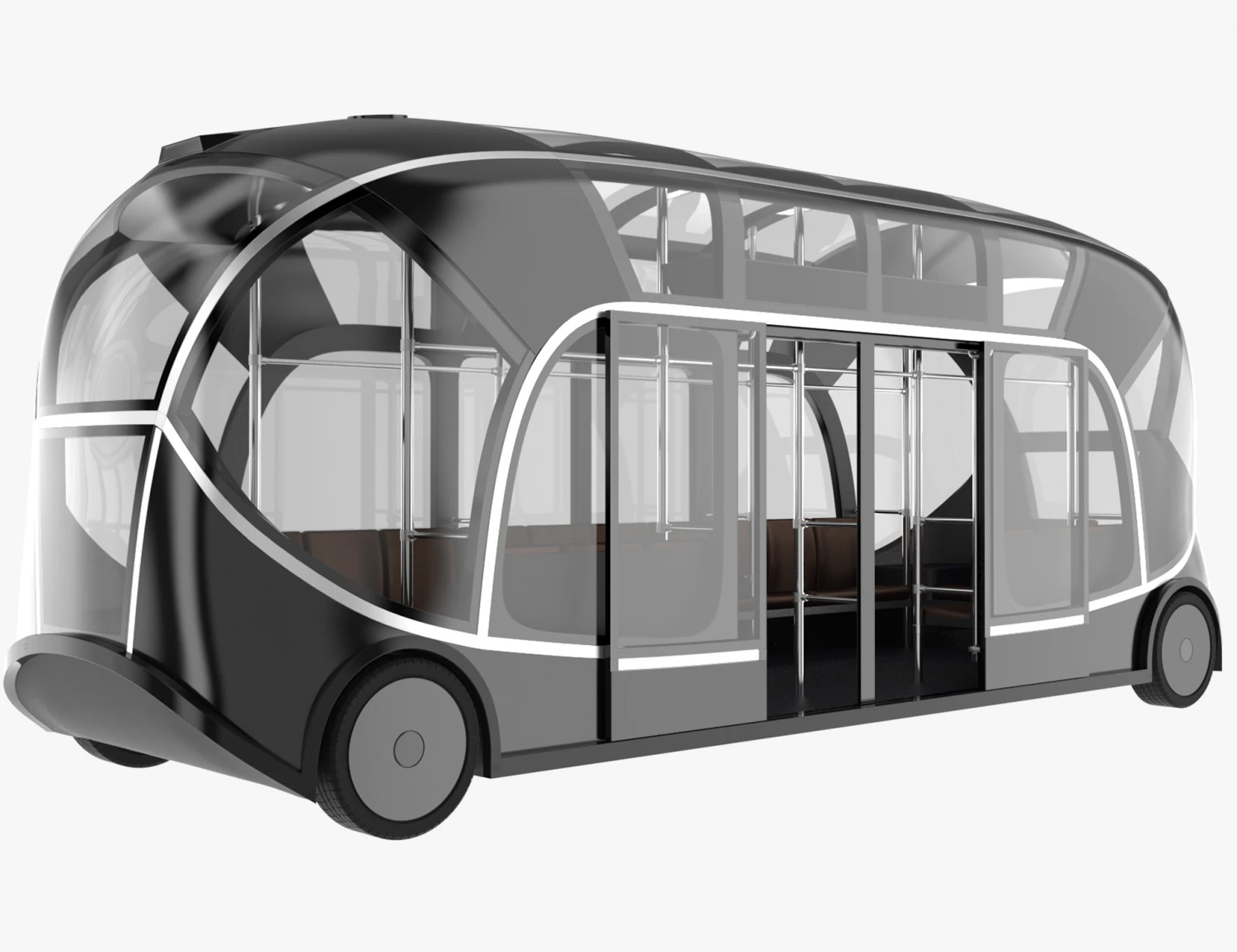 Self-driving city bus concept Orangery 3D Model .c4d .max .obj .3ds .fbx .stl .blend 