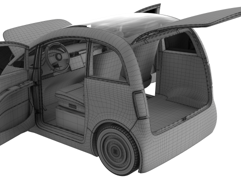 Tiny electric car Peripeteia solar 3D Model