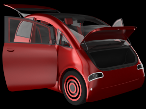 Tiny electric car Peripeteia red 3D Model