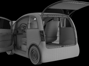Tiny electric car Peripeteia red 3D Model