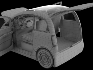 Tiny electric car Peripeteia grey 3D Model