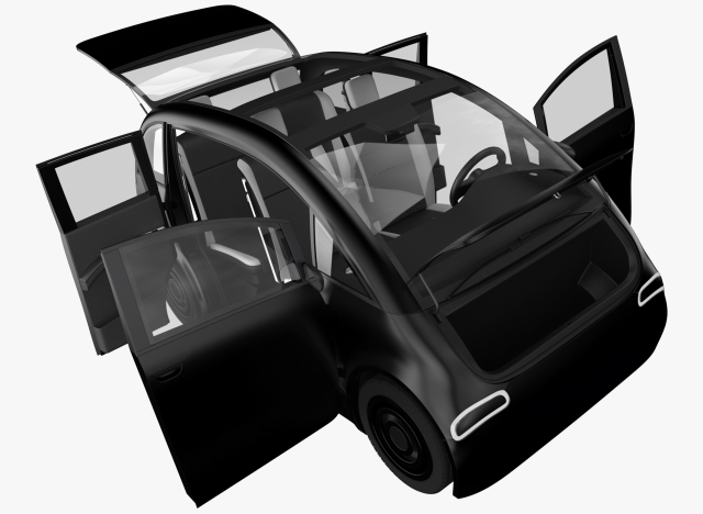 Small Electric Car Peripeteia black 3D 모델 .c4d .max .obj .3ds .fbx .stl .blend 