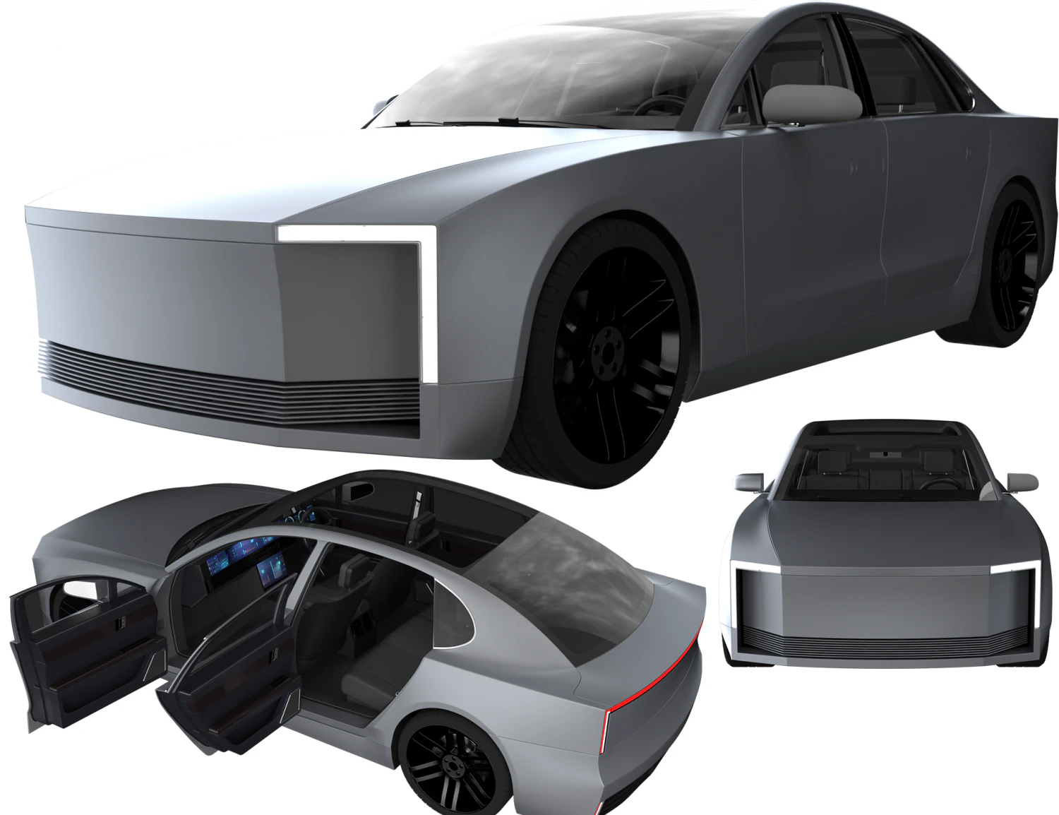 Electric Sedan Bestia Titanum 3D Model .c4d .max .obj .3ds .fbx .stl .blend 