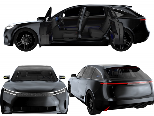 Electric Station Wagon black 3D मॉडल .c4d .max .obj .3ds .fbx .stl .blend 