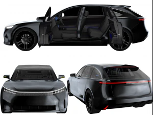 Station Wagon elettrica nera Modello 3D