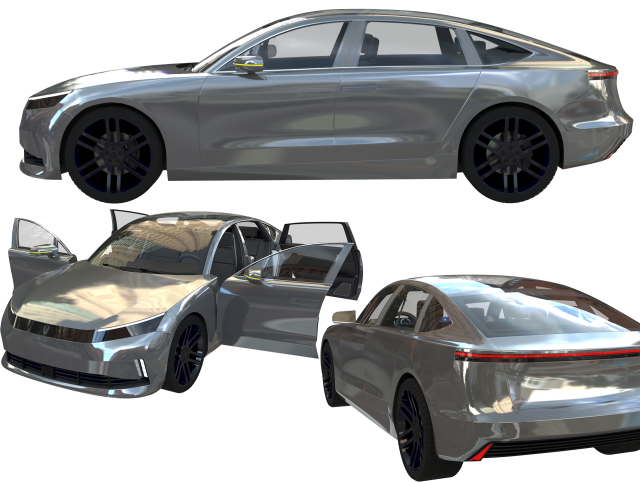 4-door Coupe 3D Model .c4d .max .obj .3ds .fbx .stl .blend