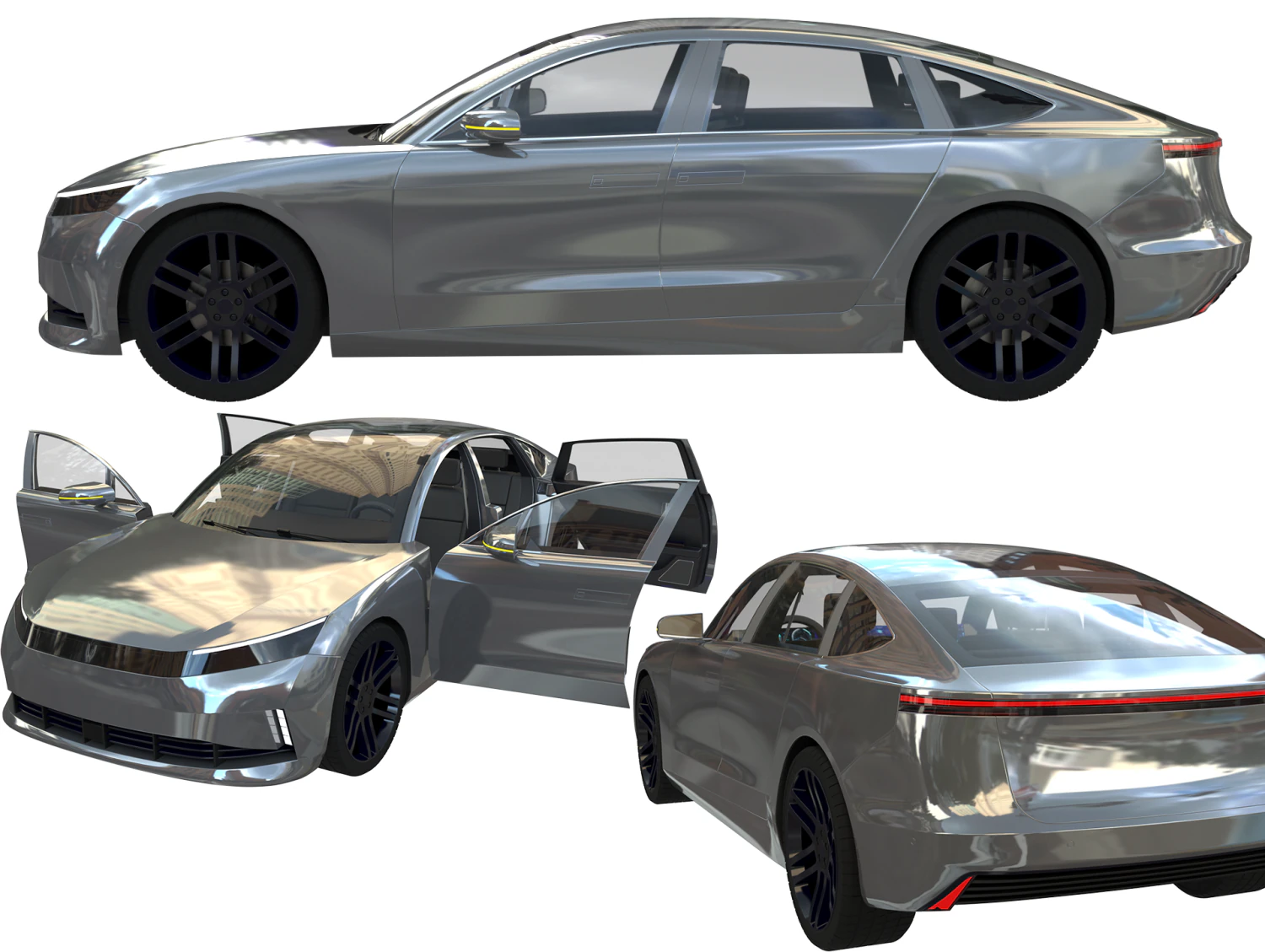 4-door Coupe 3D Model .c4d .max .obj .3ds .fbx .stl .blend 