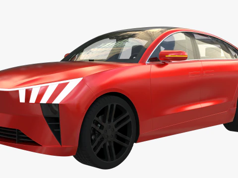 Electric Coupe SUV red 3D Model
