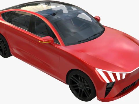 Electric Coupe SUV red 3D Model