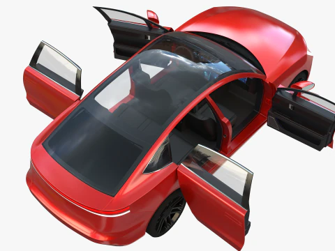 Electric Coupe SUV red 3D Model