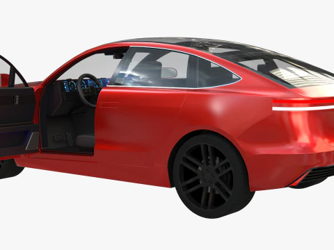 Electric Coupe SUV red 3D Model