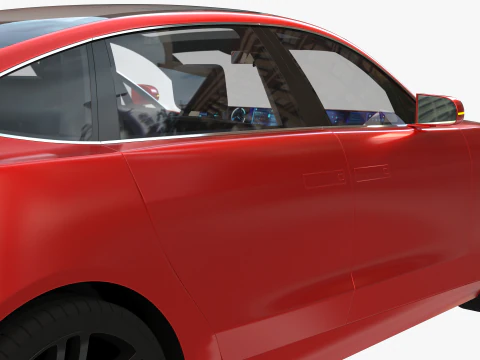 Electric Coupe SUV red 3D Model